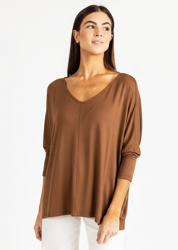 Yana K Lisa Top in a soft fabric, featuring a relaxed fit and elegant neckline, perfect for casual or dressy occasions.