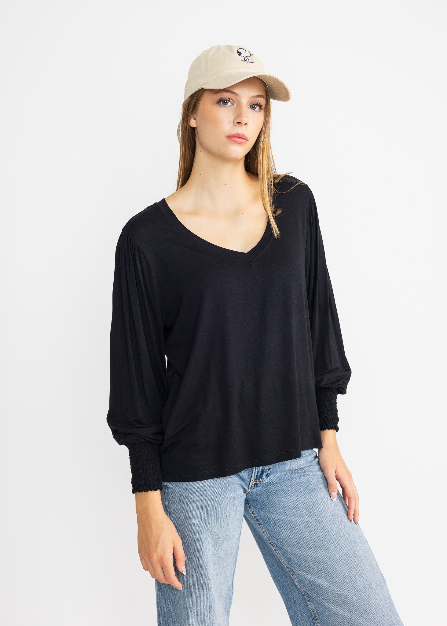 YanaK POLLY top in soft fabric with a relaxed fit and stylish neckline, perfect for casual outings.