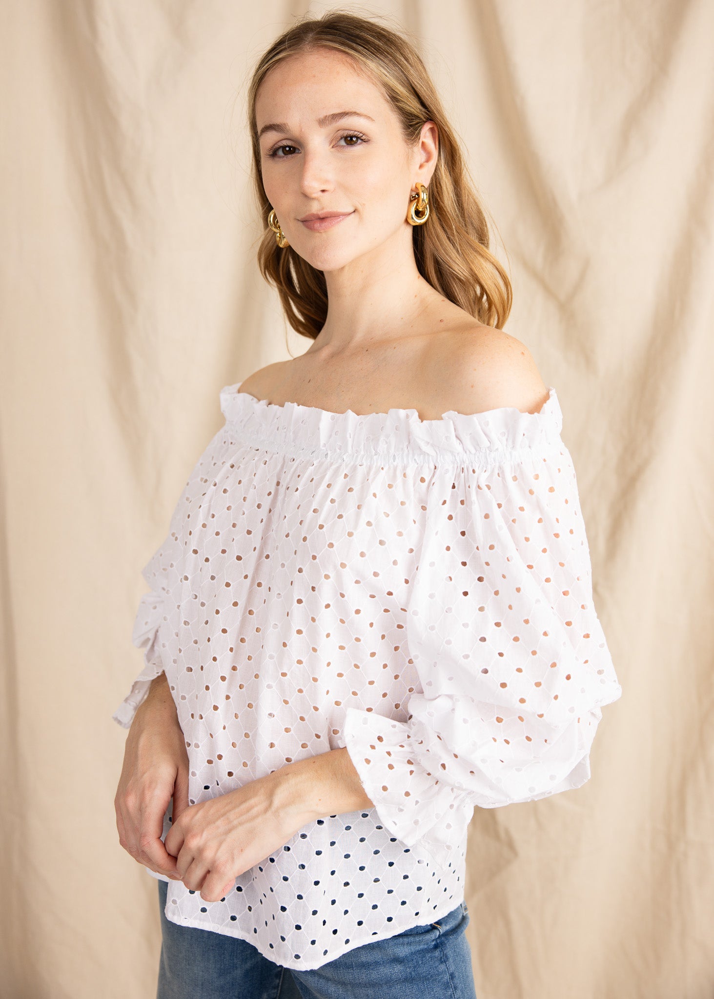 TAURIE TOP eyelet emb-lc113