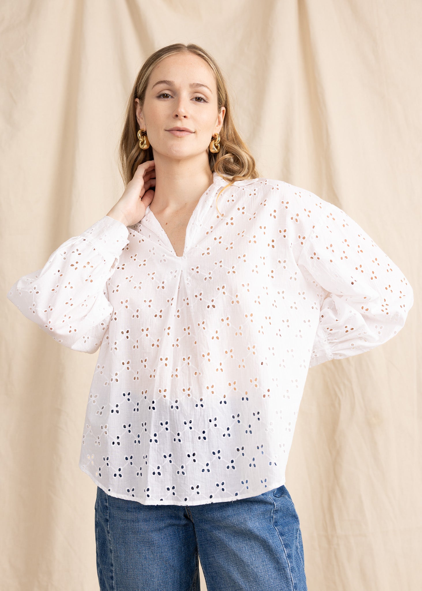 SARDINIA blouse cotton eyelet