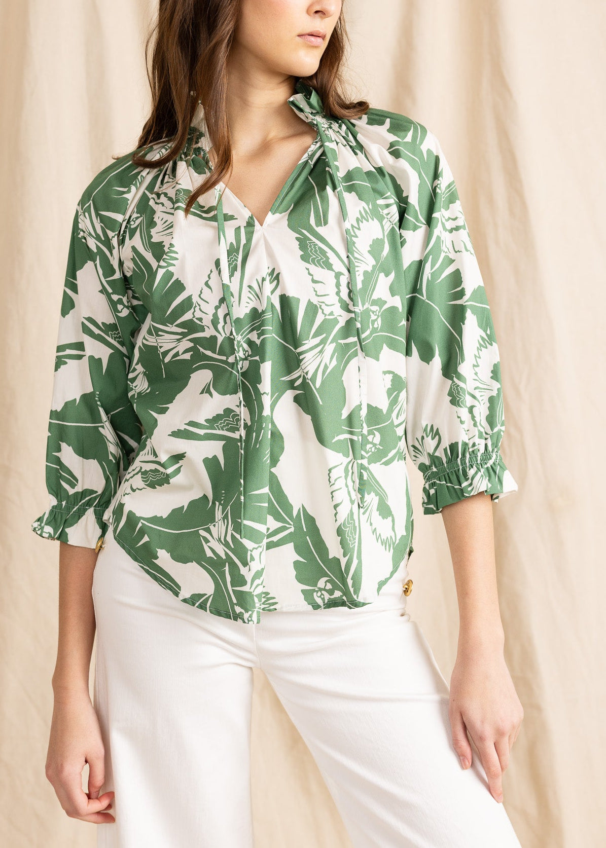 YanaK BELMONT blouse featuring a vibrant print design, perfect for casual or dressy occasions.