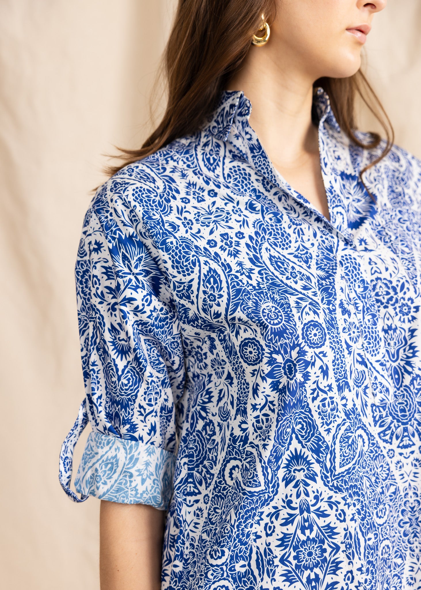 YanaK Portobello mini dress featuring a vibrant medi print design and a stylish, flared silhouette.