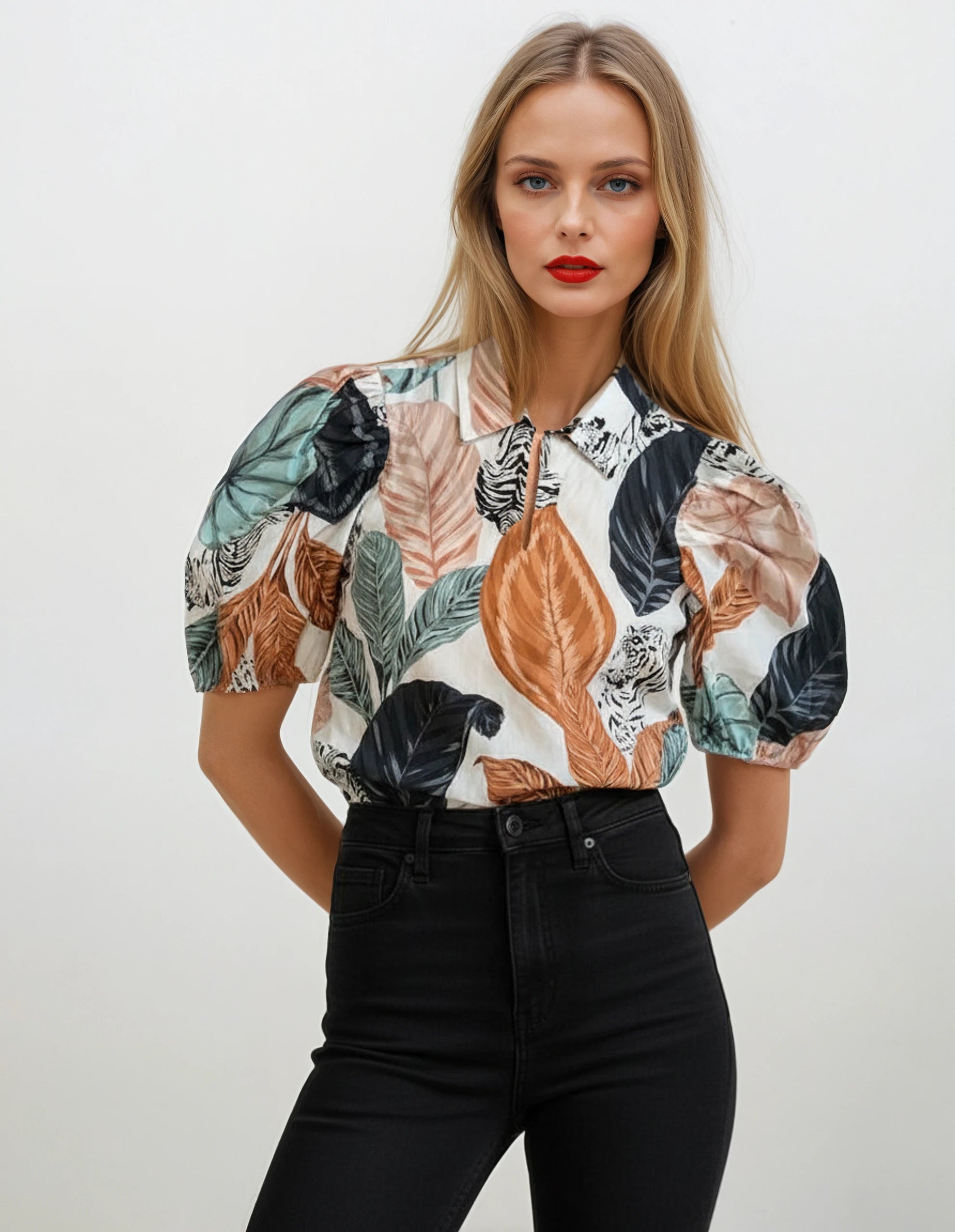 Yana K tiger print Beatrice top featuring a stylish design with a relaxed fit and vibrant patterns.