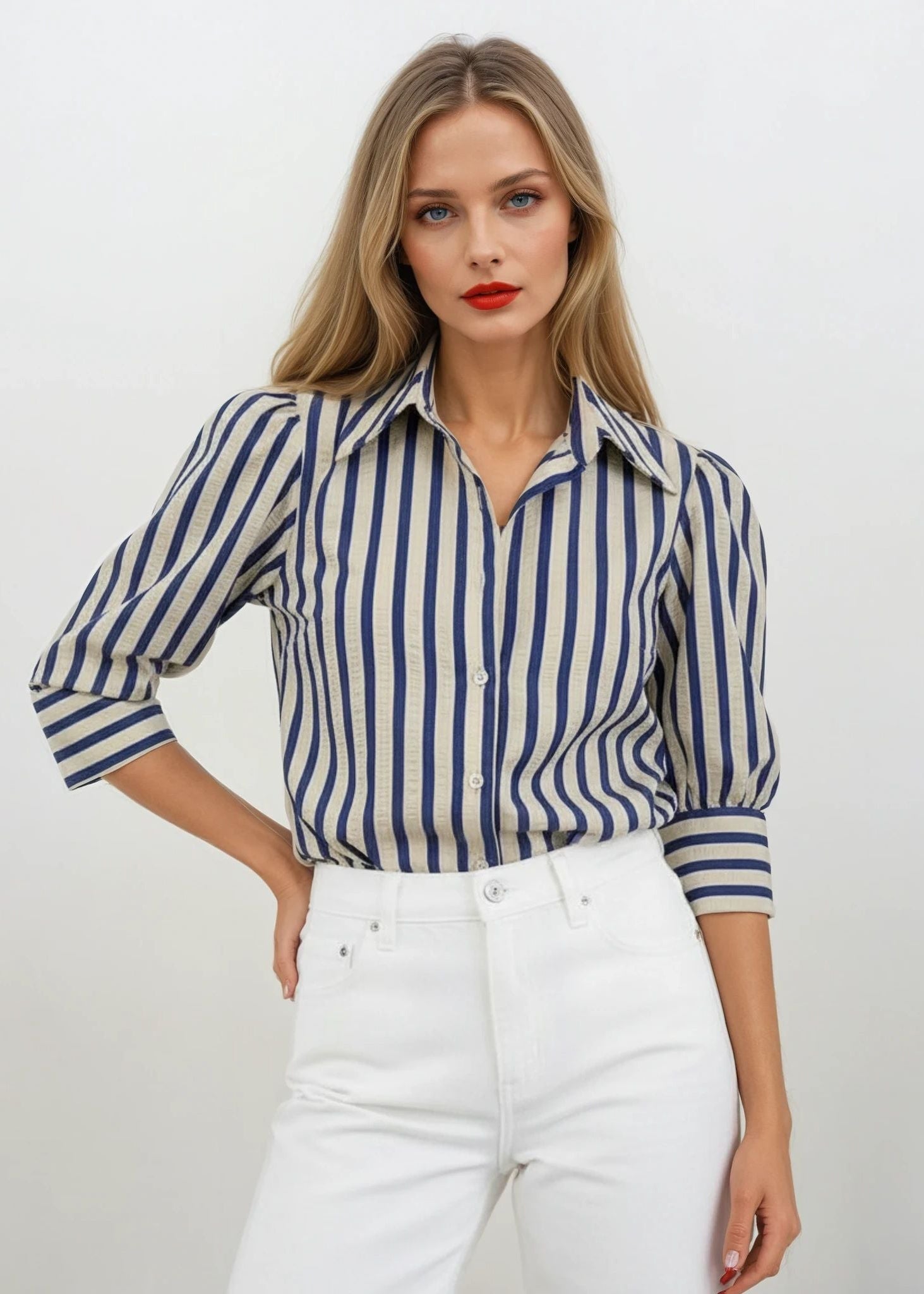 Lightweight Felicity top with a relaxed fit and subtle floral pattern, displayed on a model against a neutral background.