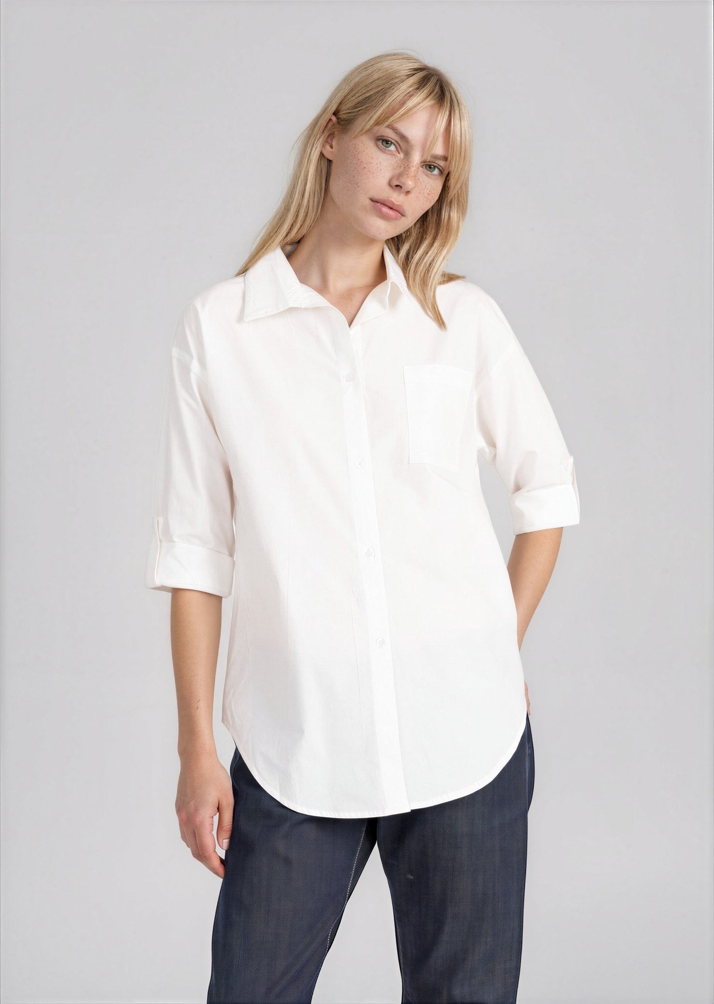 FIJI women's long sleeve button down blouse - Yana K Collective
