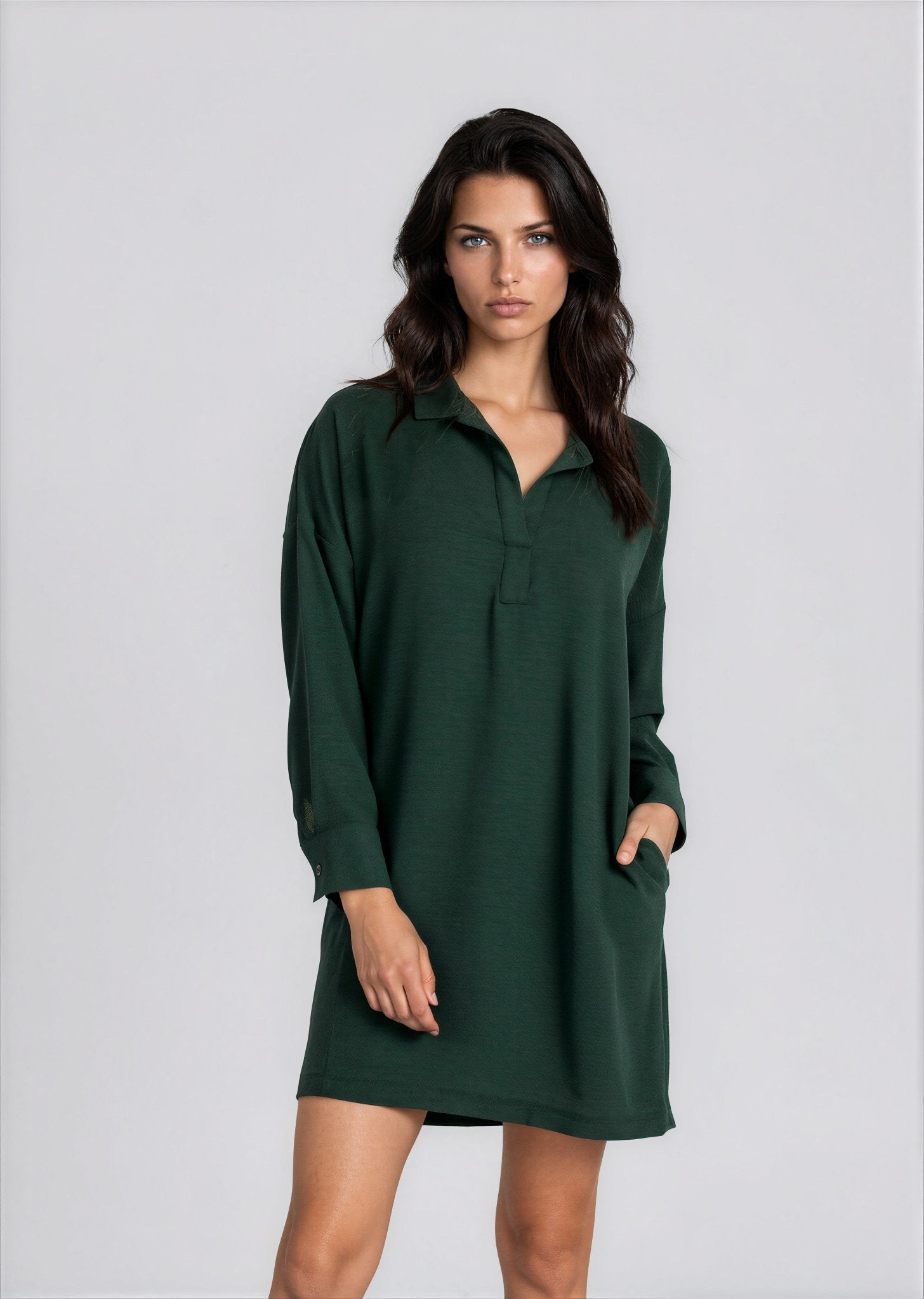 JAYDEN women's long sleeve collar mini dress - Yana K Collective