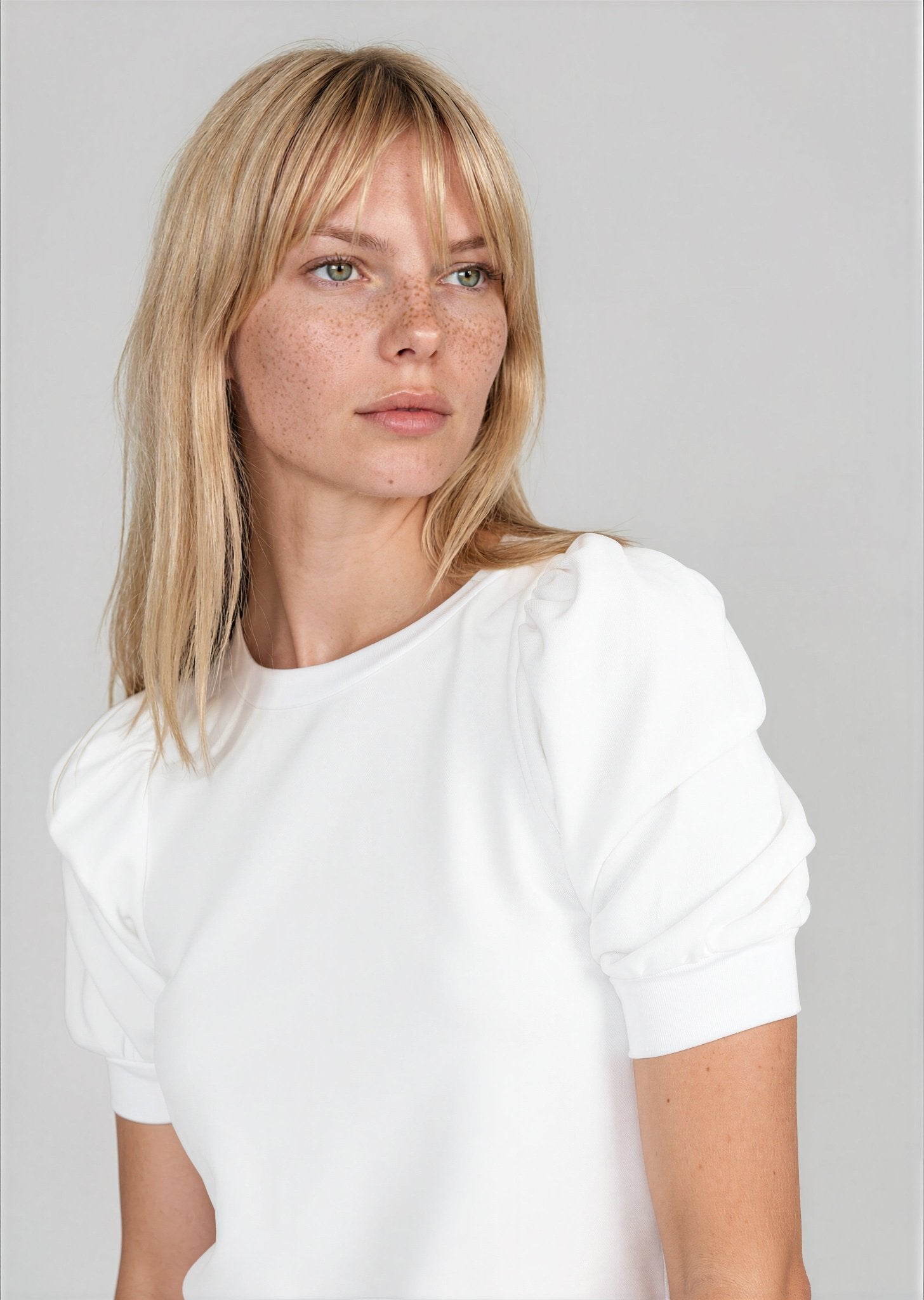 MATTEO women's french terry gathered shoulder sweater top - Yana K Collective