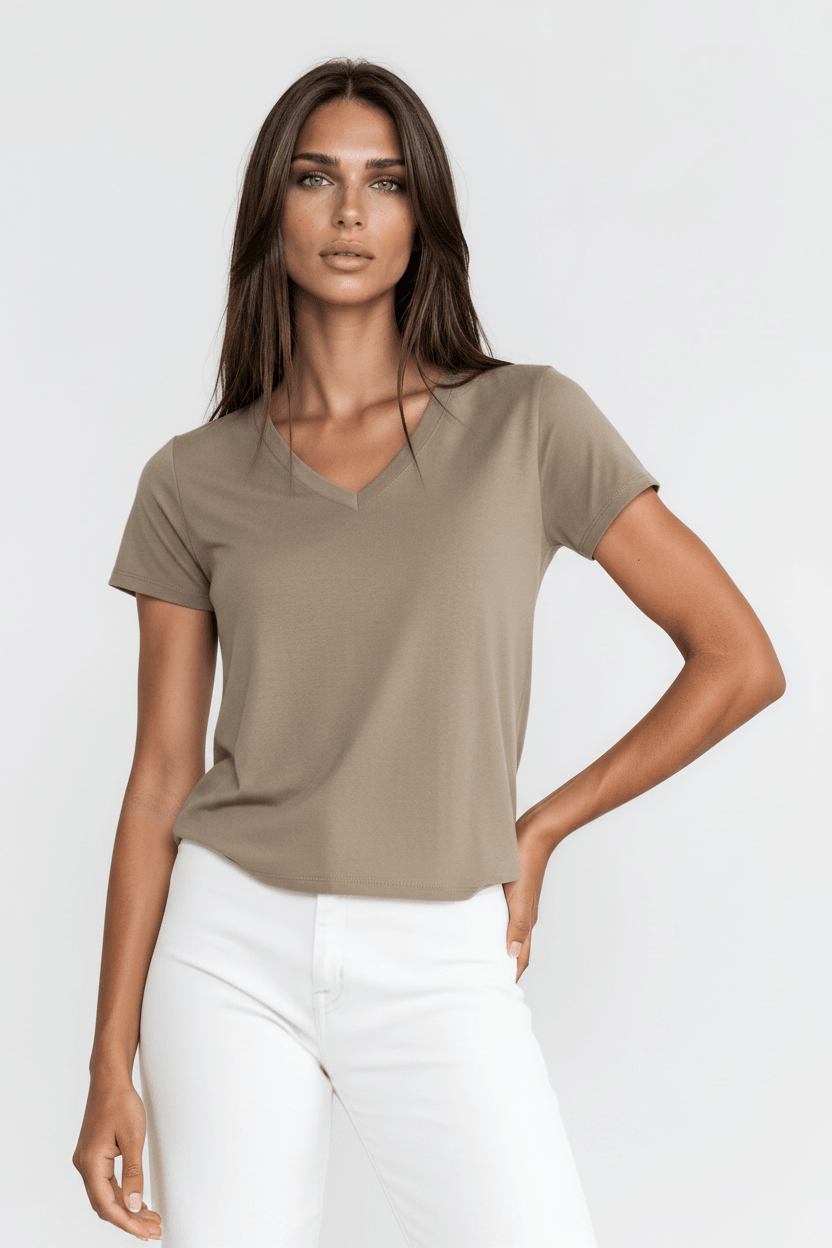 PAIGE women's classic fitted vneck tee - Yana K Collective