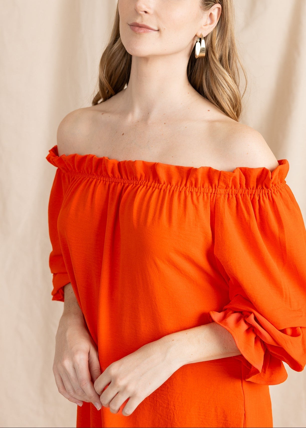 TAURIE women's off shoulder ruffle sleeve mini dress - Yana K Collective