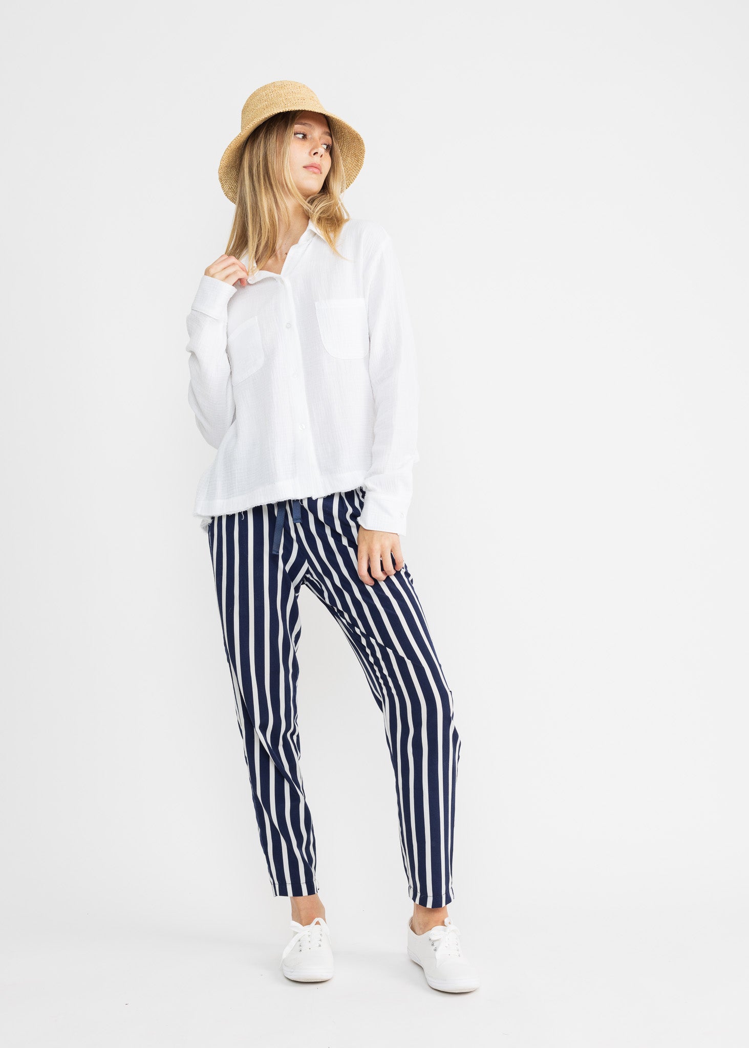 LO longer double gauze blouse