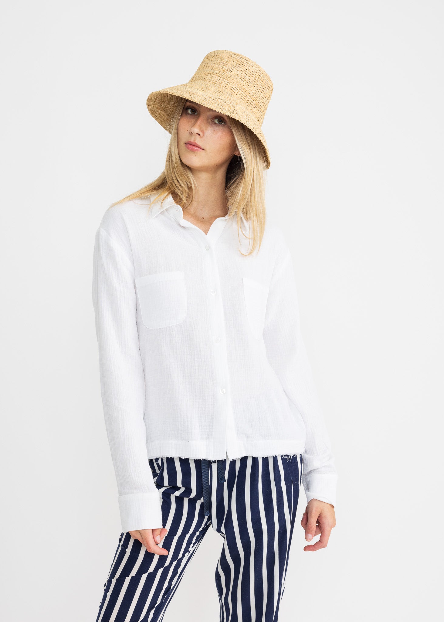 LO longer double gauze blouse