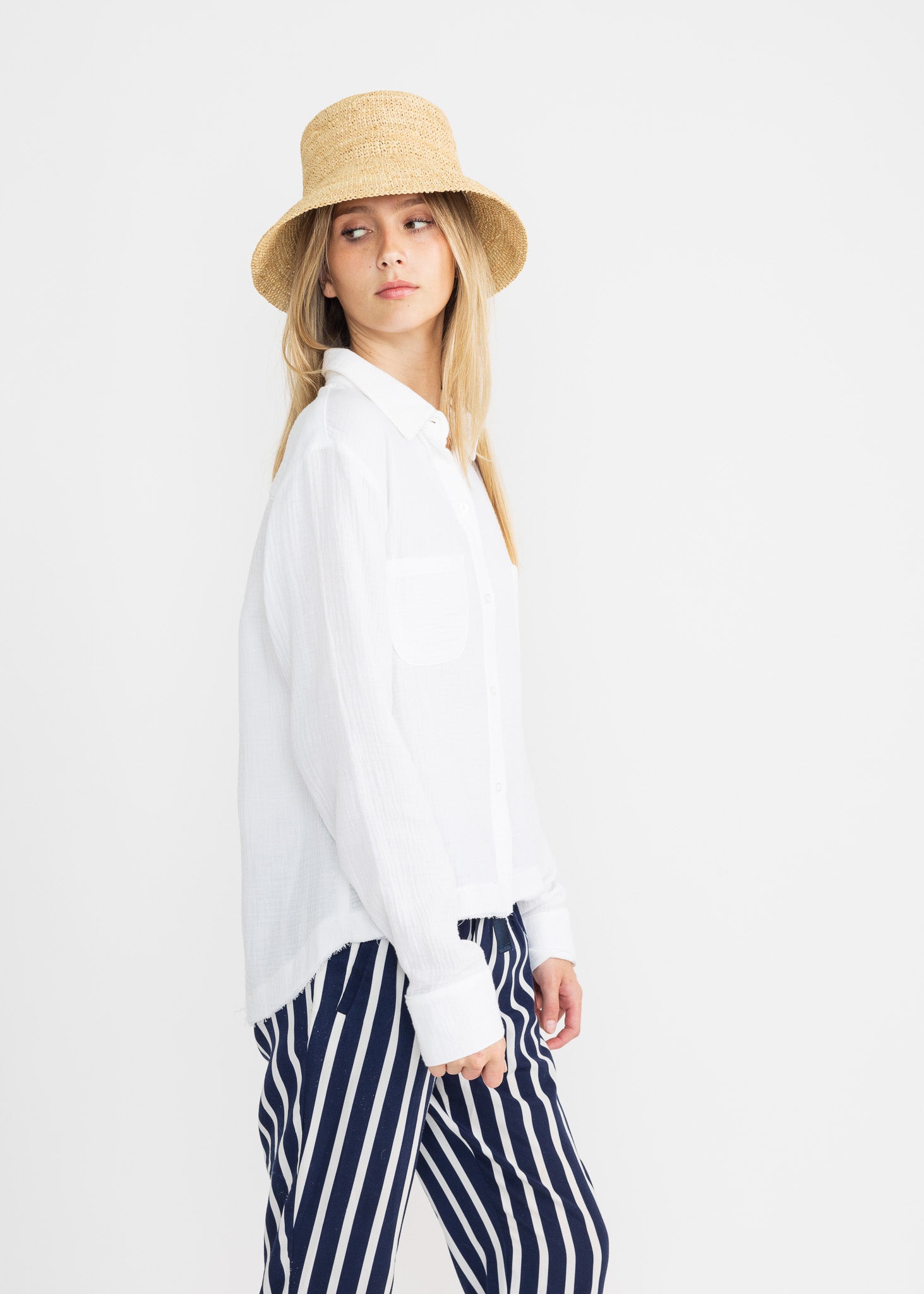 LO longer double gauze blouse