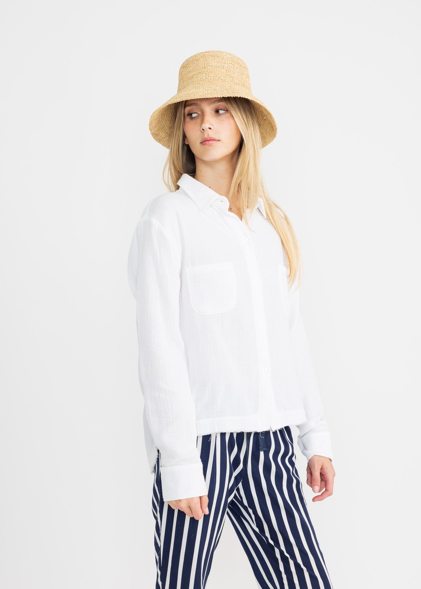 LO longer double gauze blouse