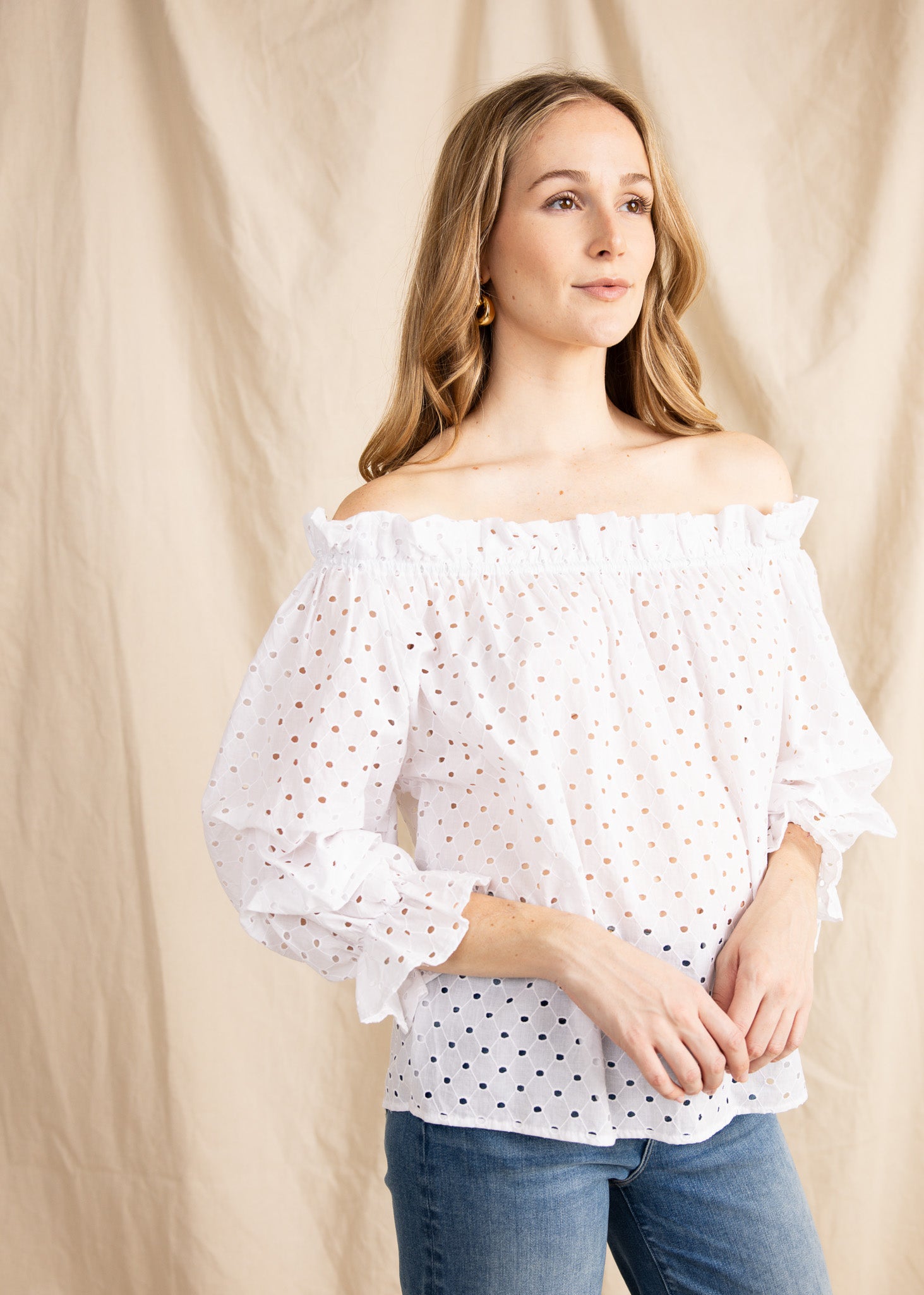 TAURIE TOP eyelet emb-lc113