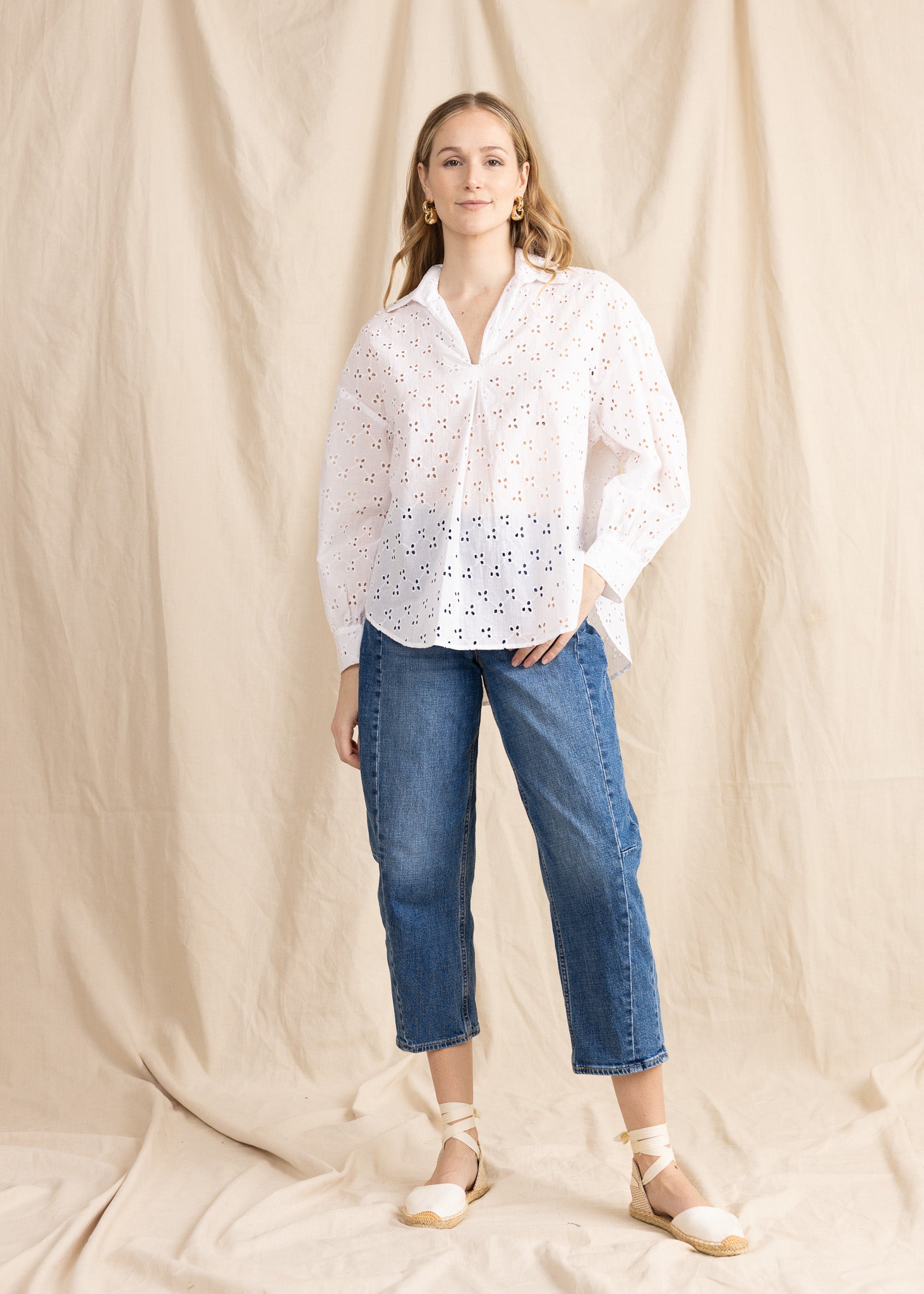 SARDINIA blouse cotton eyelet