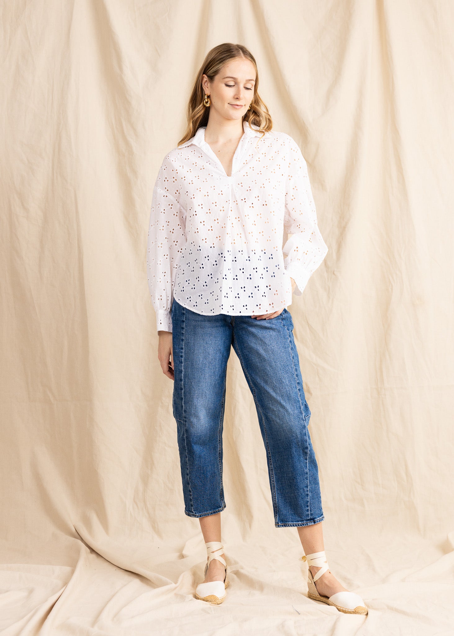 SARDINIA blouse cotton eyelet