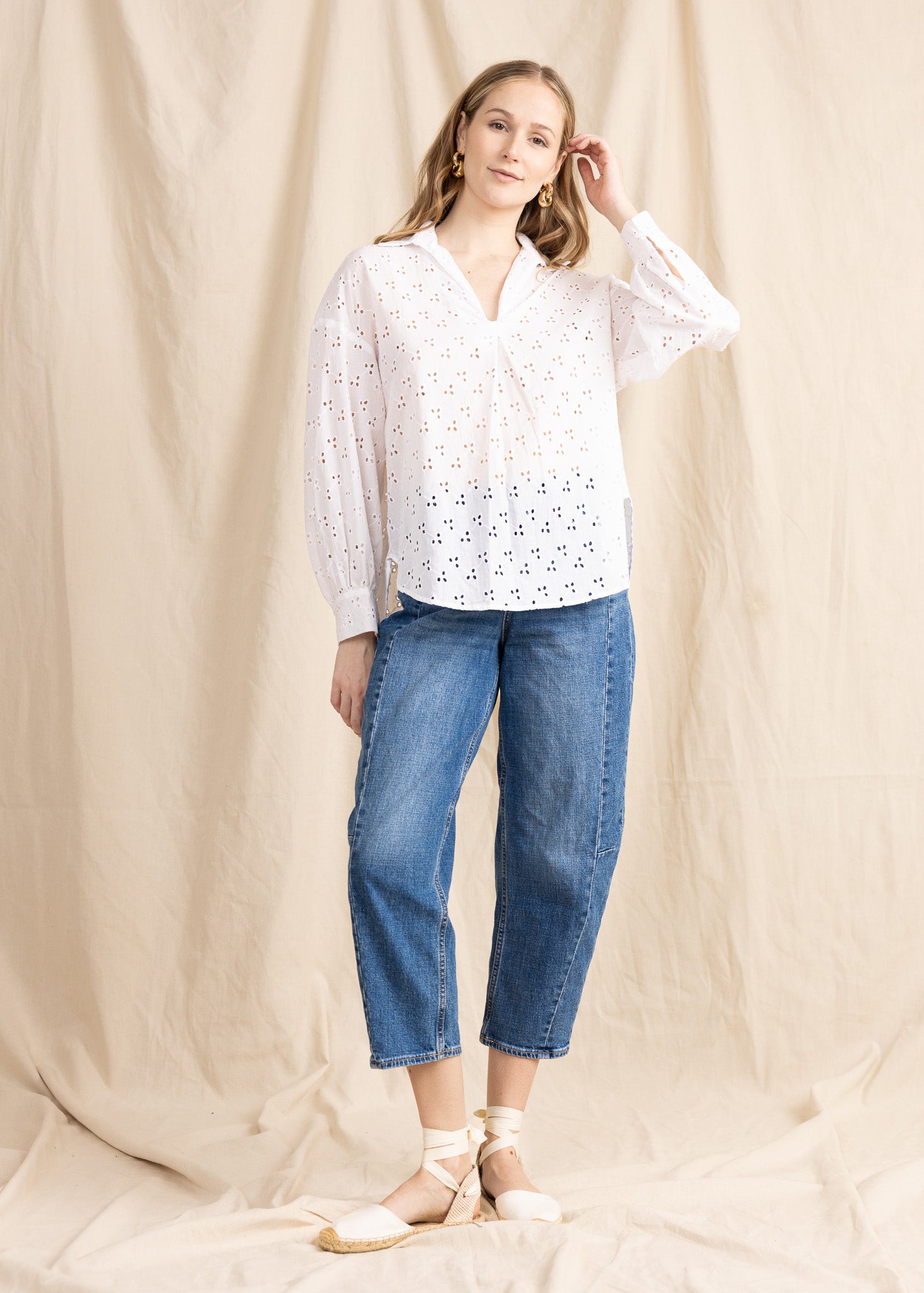SARDINIA blouse cotton eyelet