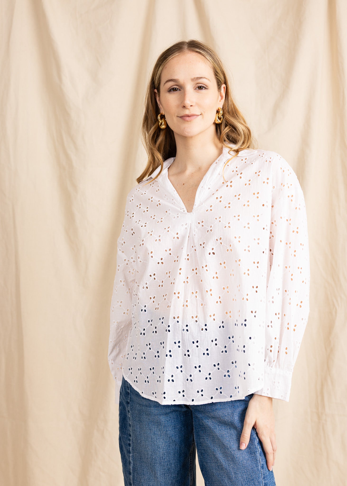 SARDINIA blouse cotton eyelet