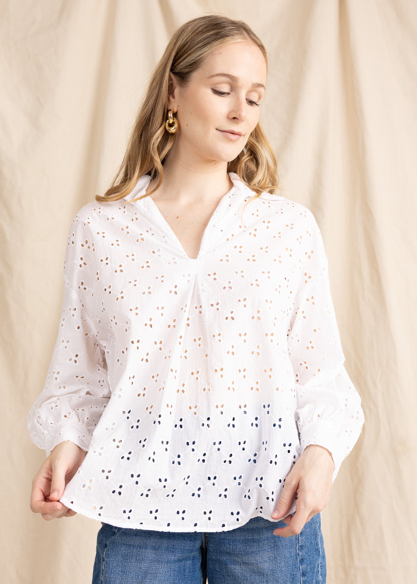 SARDINIA blouse cotton eyelet