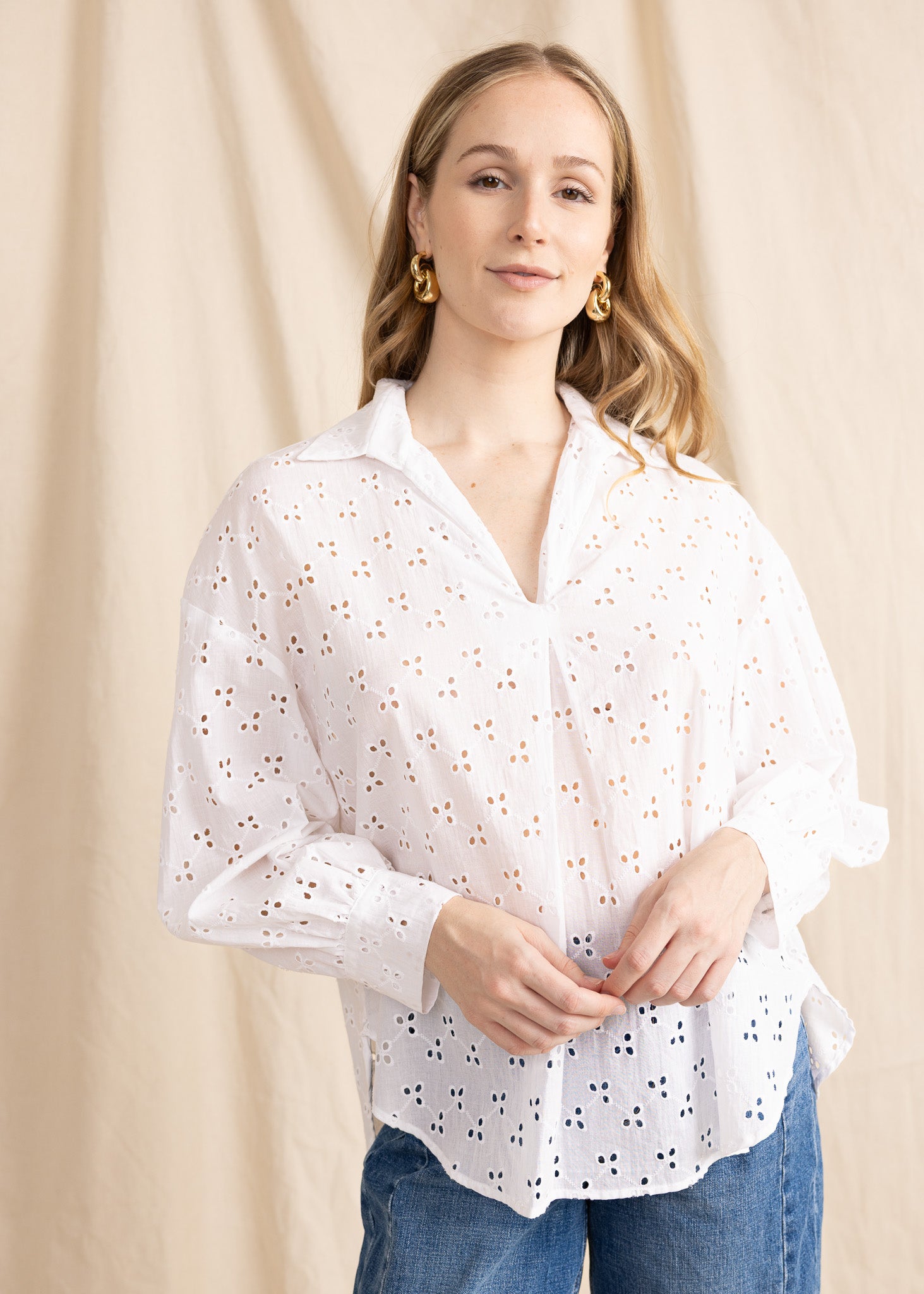 SARDINIA blouse cotton eyelet