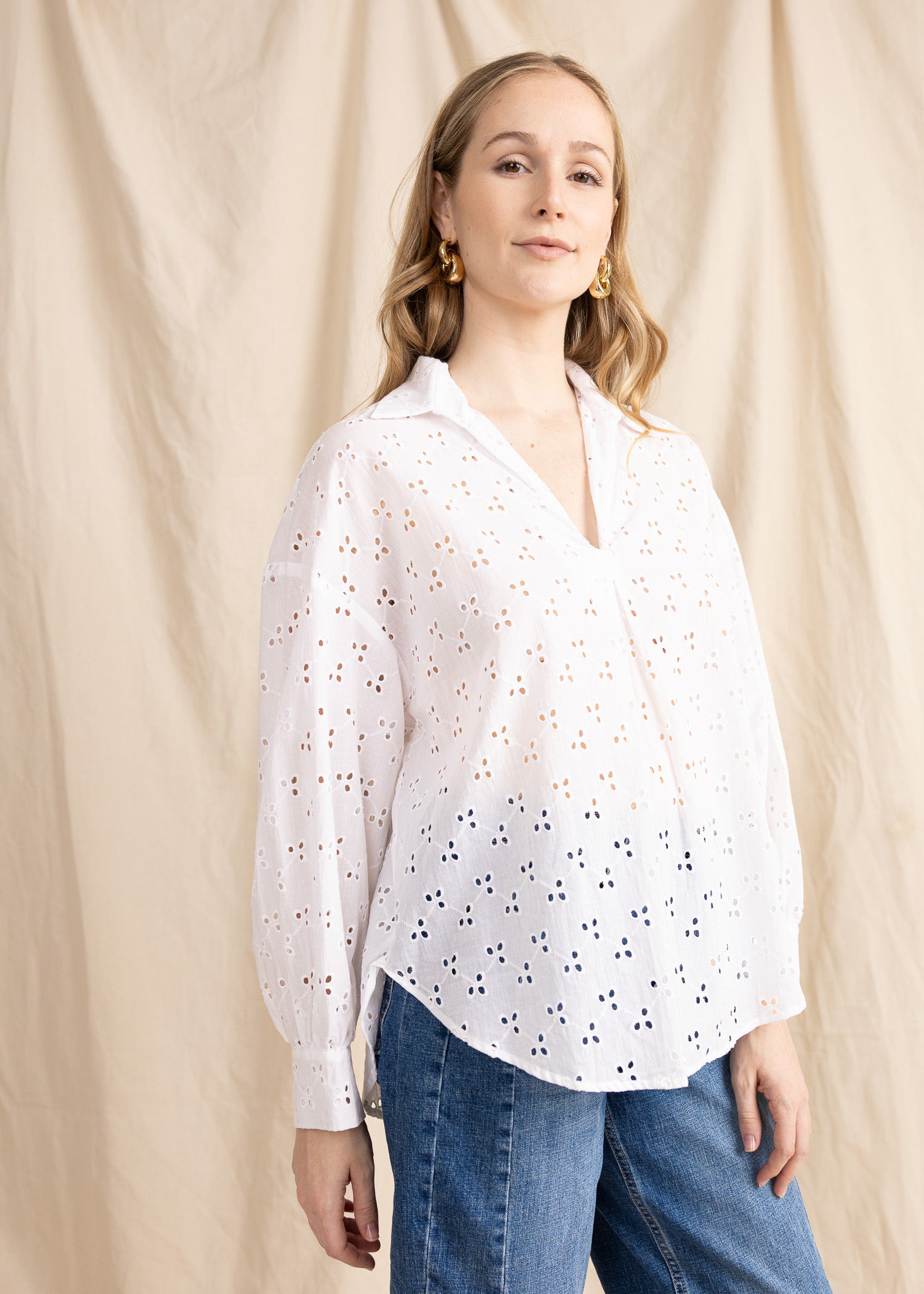 SARDINIA blouse cotton eyelet