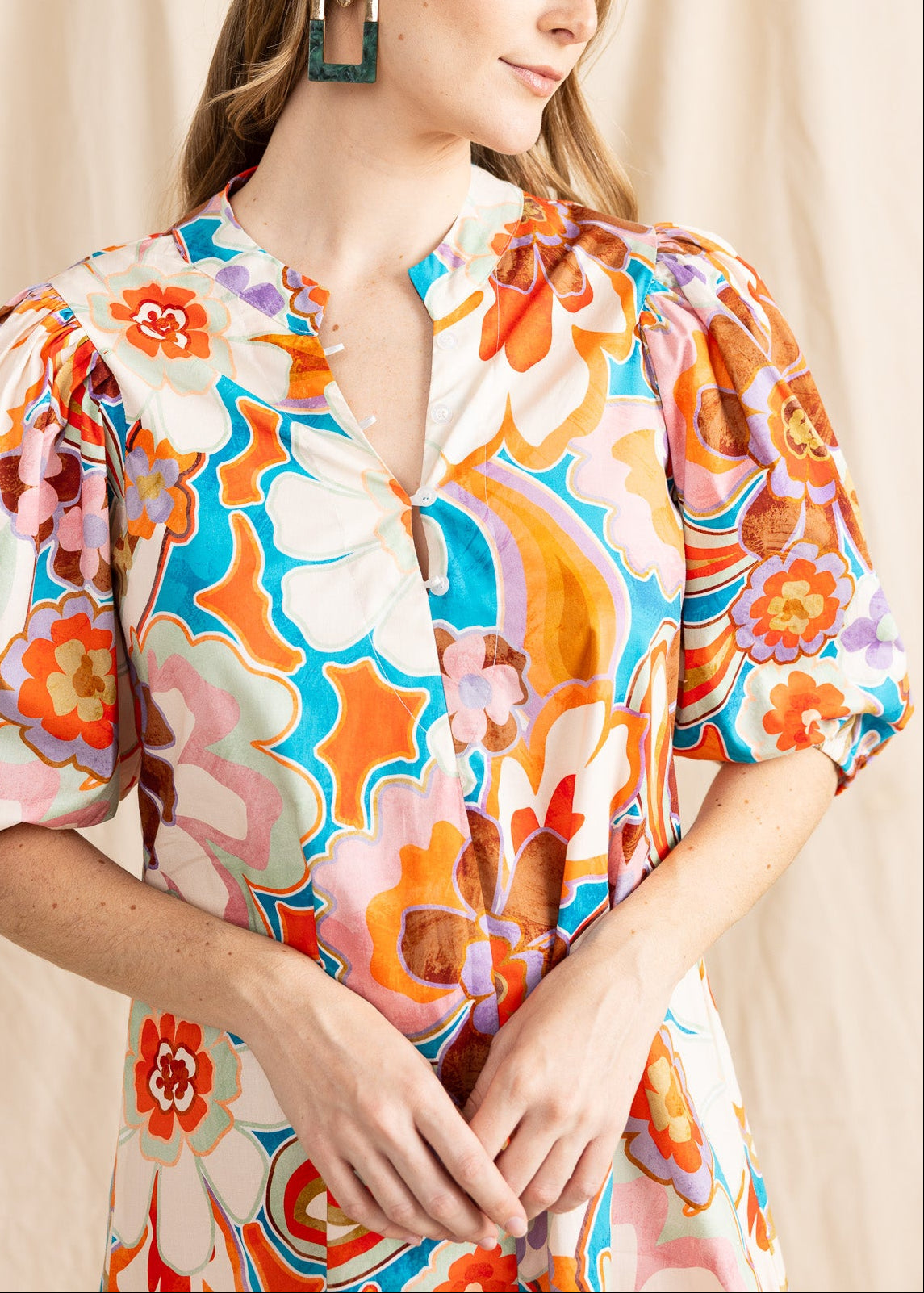 Yana K Moroccan mini dress featuring vibrant patterns and a flattering silhouette, perfect for casual outings.