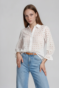 KESH cotton embroidered diamond women's top