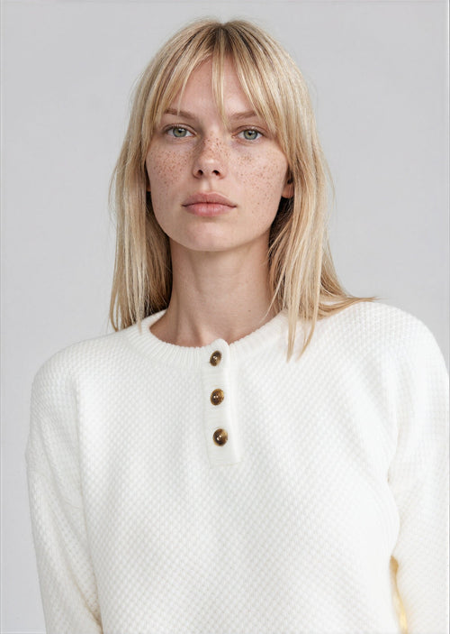 ABBY long sleeve top button lightweight sweater - Yana K Collective