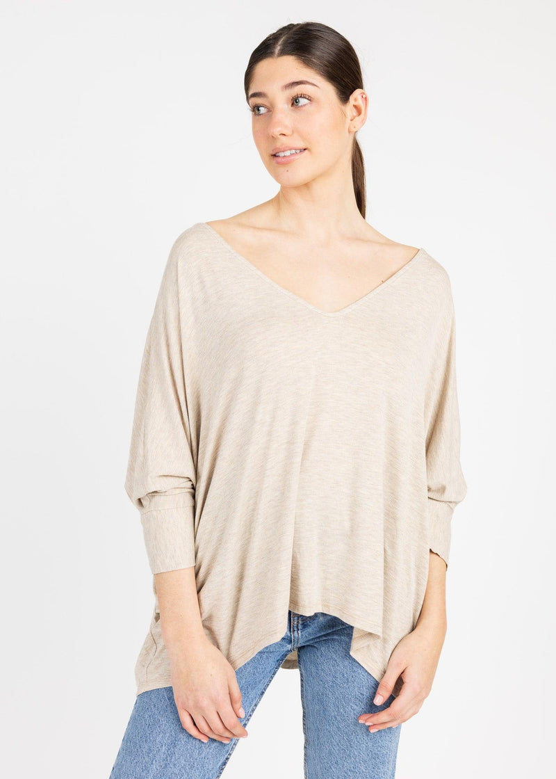 APPLE 3/4 SLV VNECK TOP - Yana K