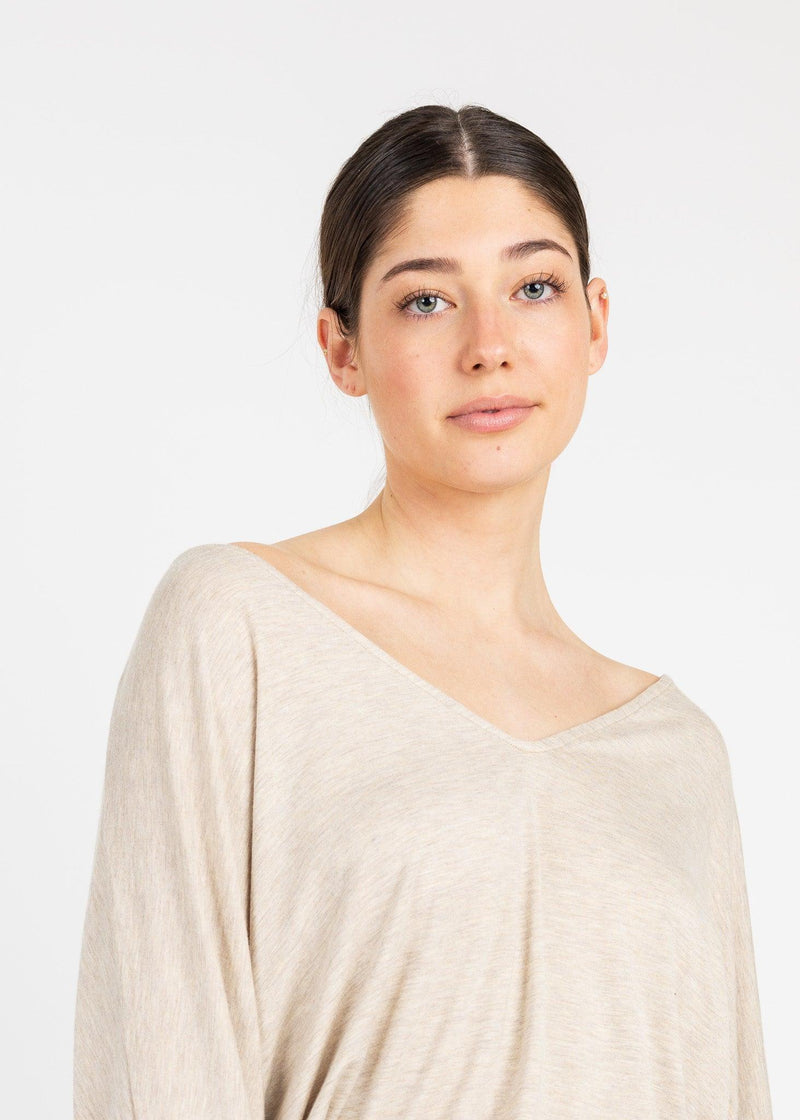 APPLE 3/4 SLV VNECK TOP - Yana K