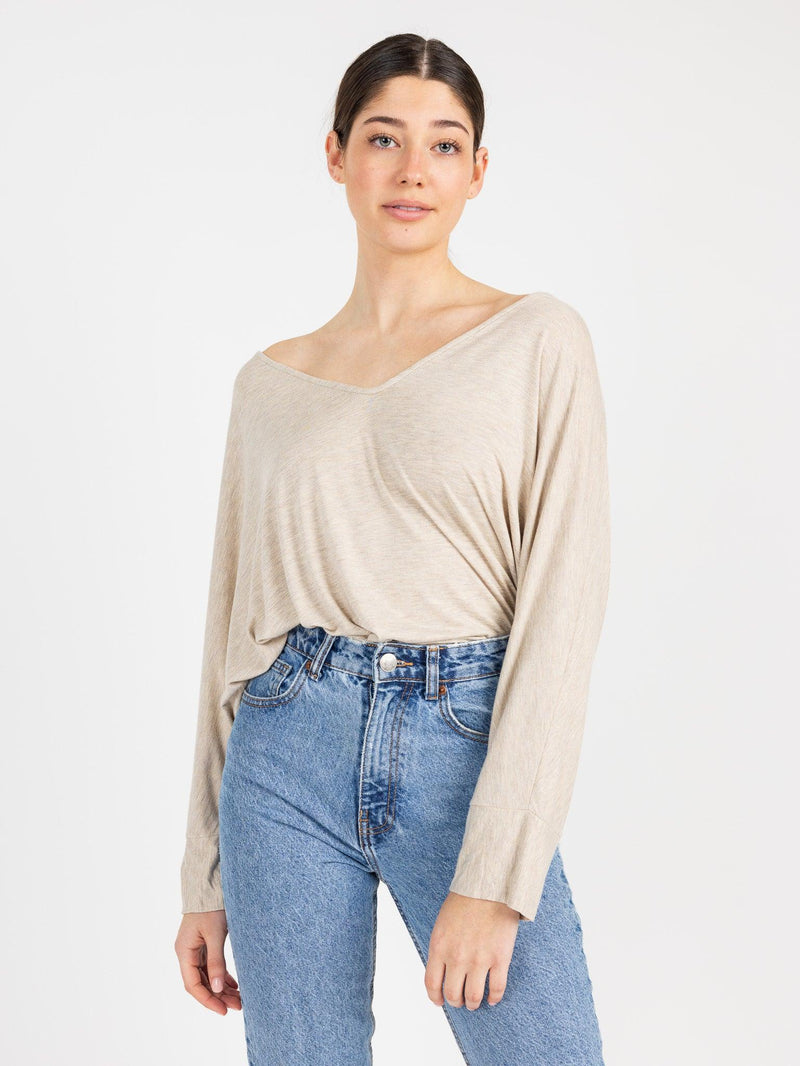 APPLE 3/4 SLV VNECK TOP - Yana K