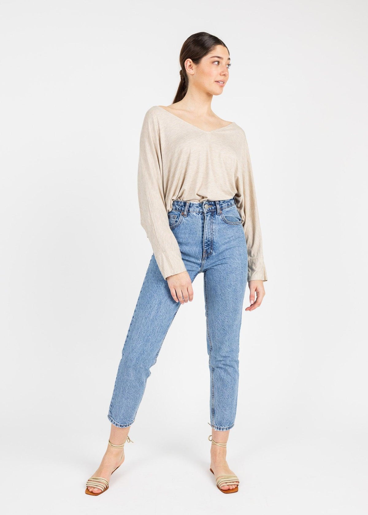 APPLE 3/4 SLV VNECK TOP - Yana K