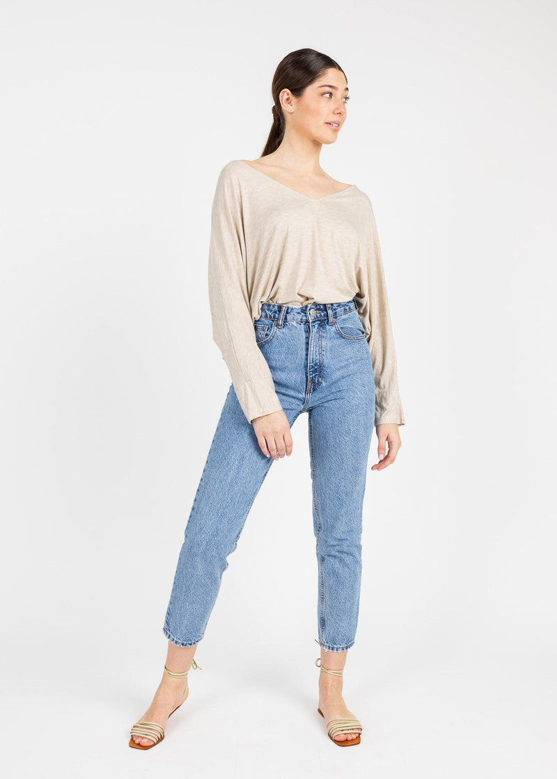 APPLE 3/4 SLV VNECK TOP - Yana K