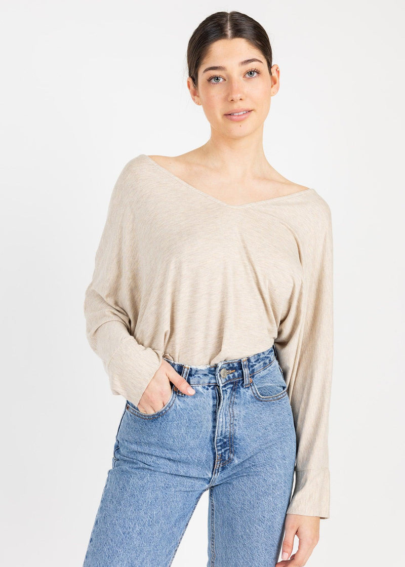 APPLE 3/4 SLV VNECK TOP - Yana K