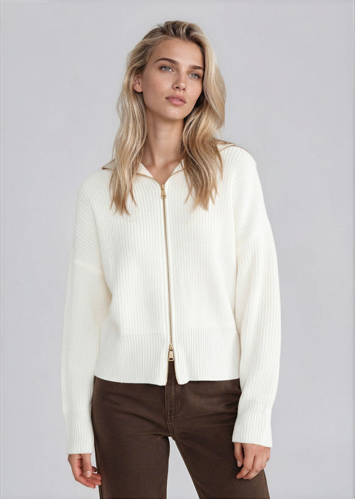 ASHEVILLE women's double zip knit sailor collar sweater - Yana K Collective