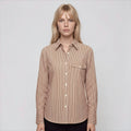 AURELIA women's long sleeve stripe single pocket blouse - YANA K