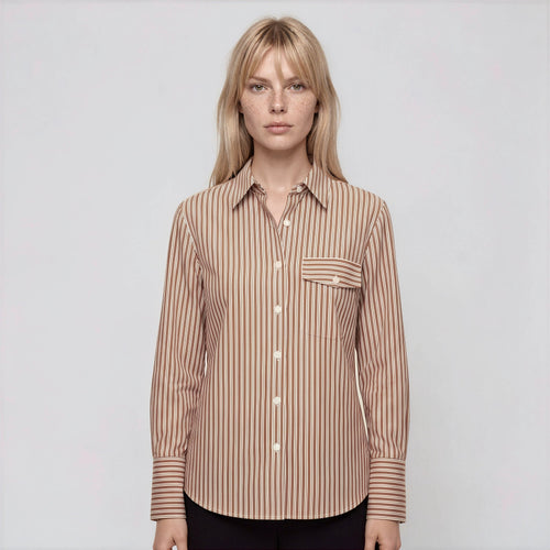 AURELIA women's long sleeve stripe single pocket blouse - YANA K