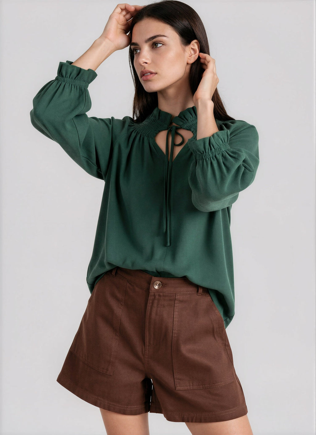BELMONT women's smocked neck peasant short sleeve blouse - Yana K Collective