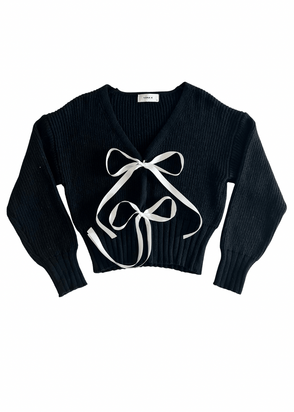 CARMEL heavy knit lace bow tie cardigan sweater - Yana K Collective