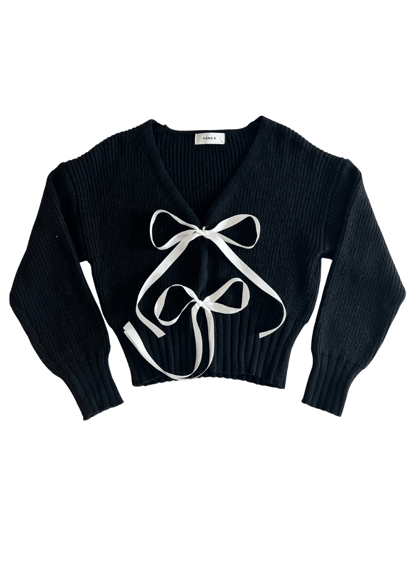 CARMEL heavy knit lace bow tie cardigan sweater - Yana K Collective