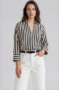 FAIRCHILD women's oversize collared striped long sleeve cuff blouse - 26|27 - YANA K
