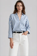FAIRCHILD women's oversize collared striped long sleeve cuff blouse - 26|27 - YANA K