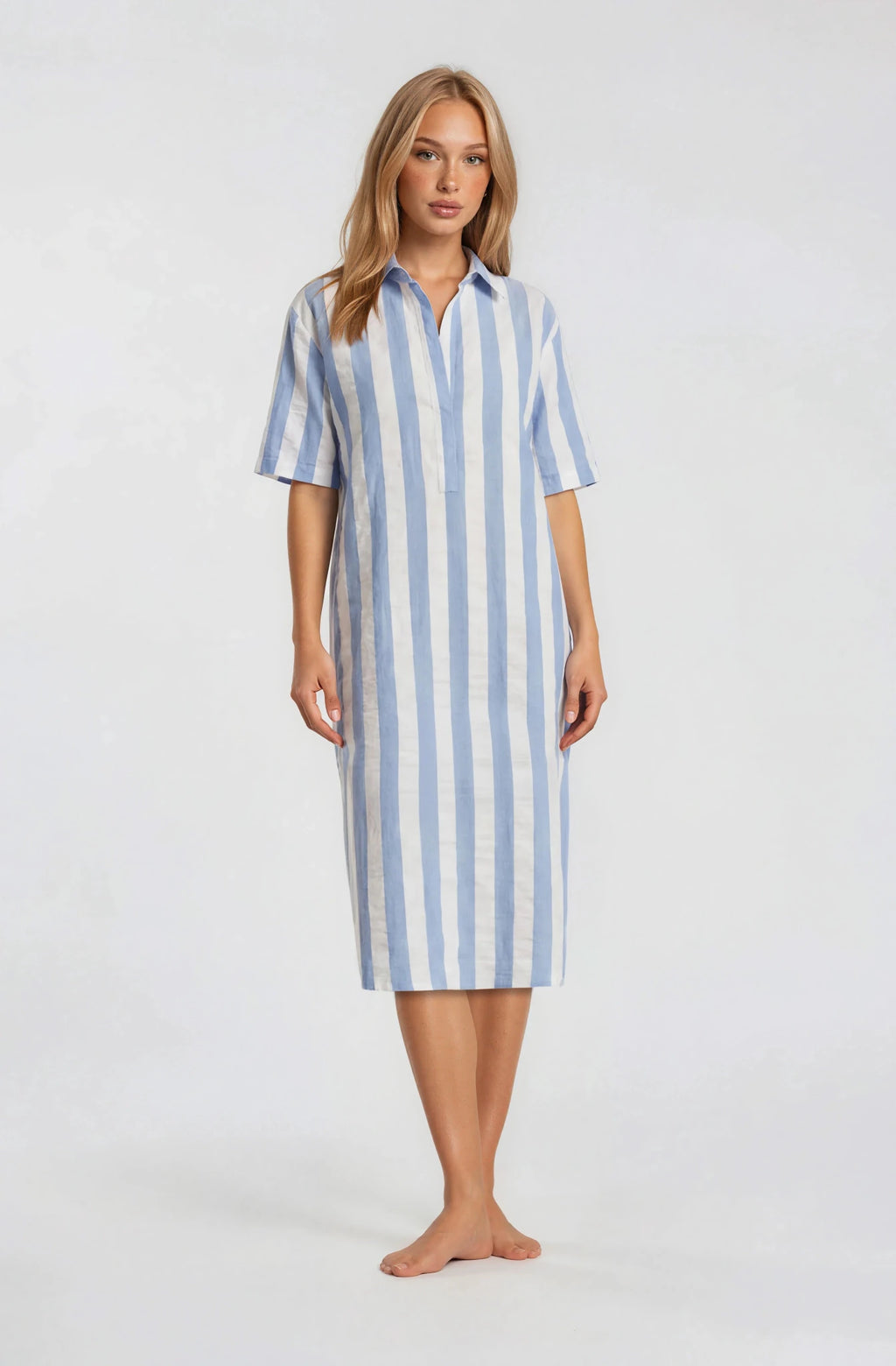 FINN women's wide stripe light blue maxi dress - Yana K Collective