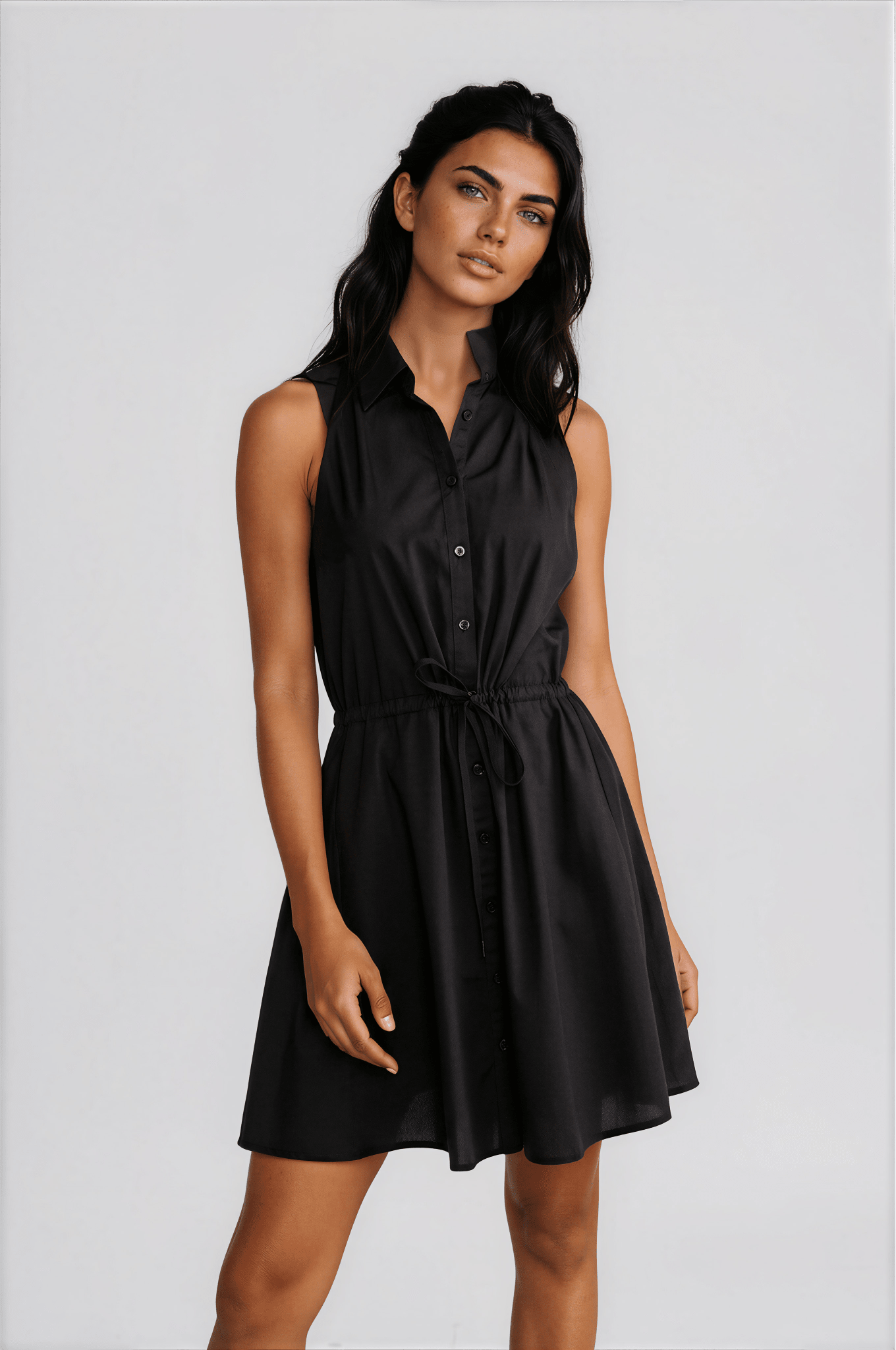 HILTON women's sleeveless front tie airflo mini dress - Yana K Collective
