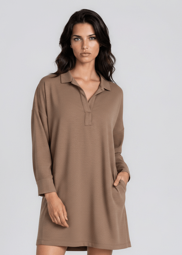 JAYDEN women's long sleeve collar mini dress - YANA K