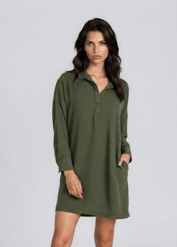 JAYDEN women's long sleeve collar mini dress - YANA K
