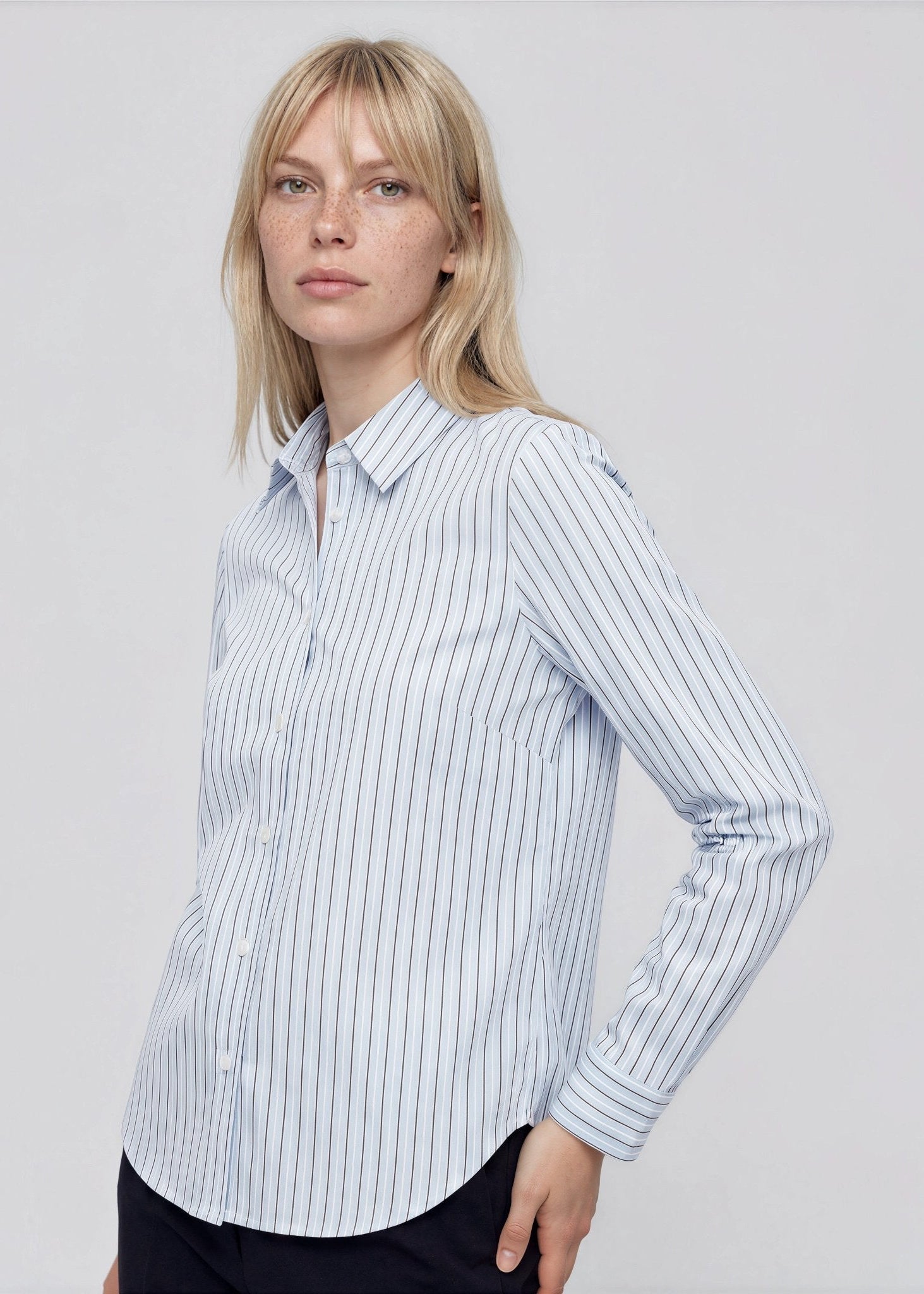 JULIAN women's long sleeve striped cotton top - YANA K