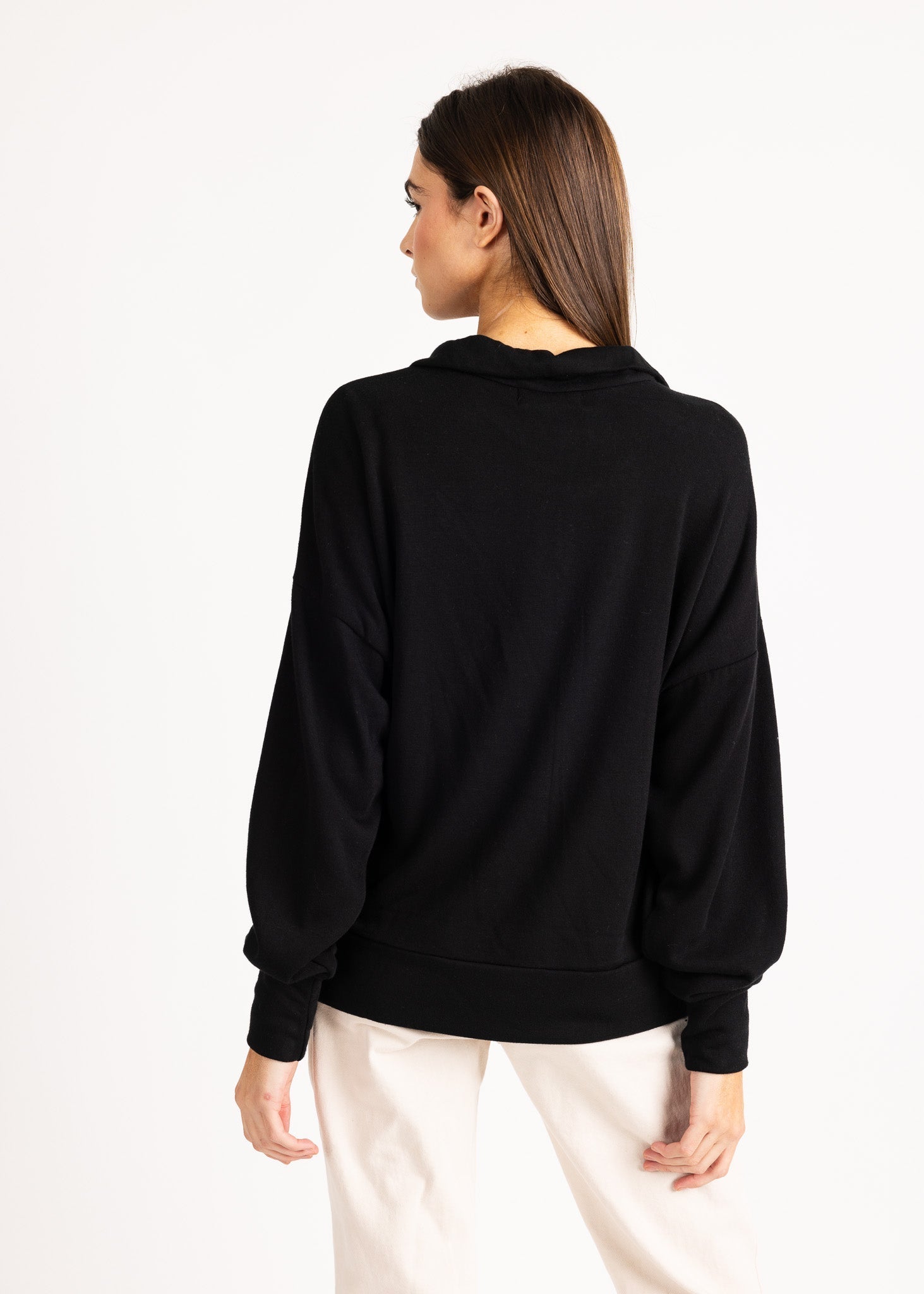 LAUREN women's zip-up sailer collar fleece sweater - YANA K