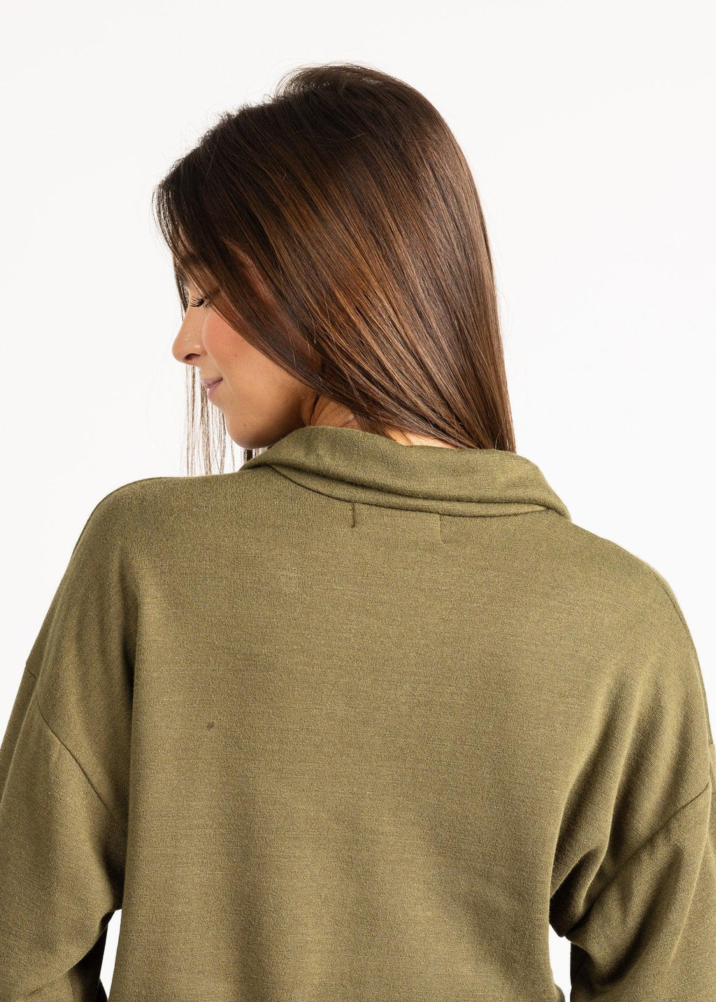 LAUREN women's zip-up sailer collar fleece sweater - YANA K