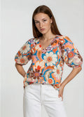 MAGGIE org taupe blouse print - Yana K Collective